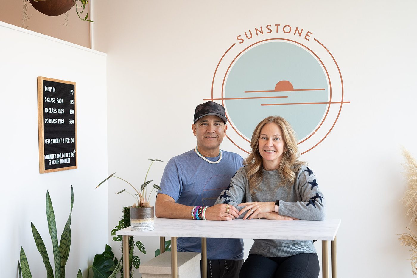 Sunstone Yoga studio desk and teachers